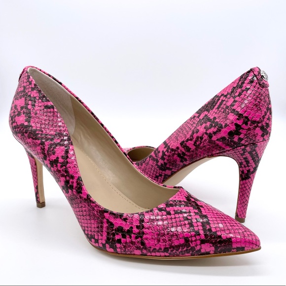 Guess Heels Pink Sexy Snake Embossesd Bennie Pumps - Picture 5 of 11